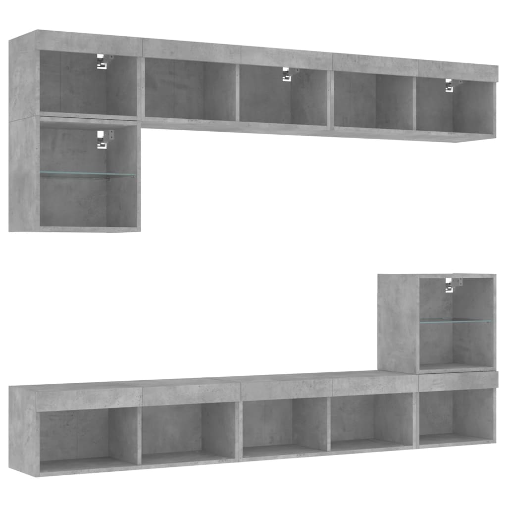 Mobili Tv A Muro Con Led 8Pz Legno Multistrato