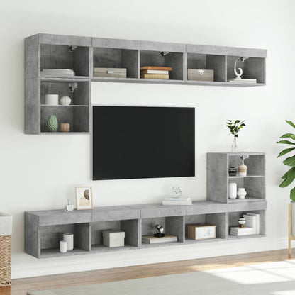 Mobili Tv A Muro Con Led 8Pz Legno Multistrato