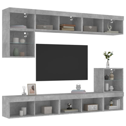 Mobili Tv A Muro Con Led 8Pz Legno Multistrato
