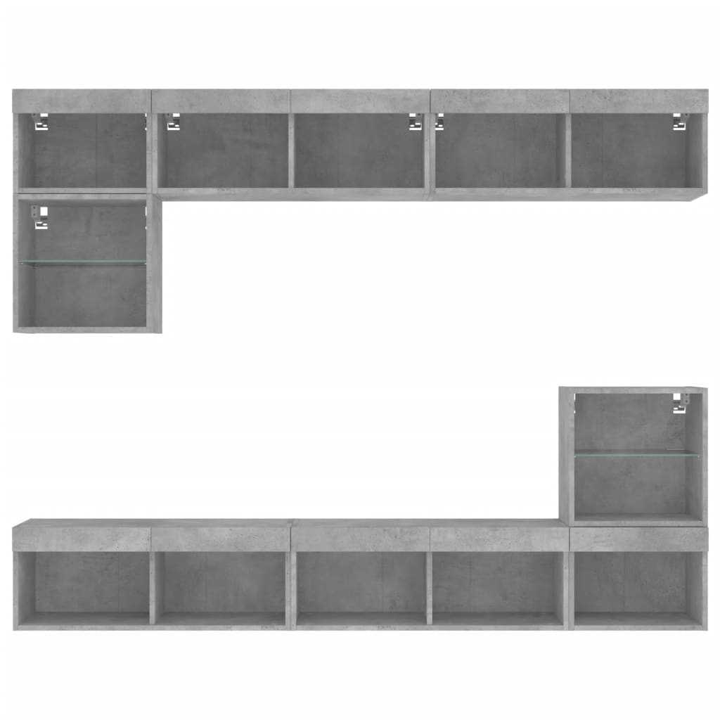 Mobili Tv A Muro Con Led 8Pz Legno Multistrato
