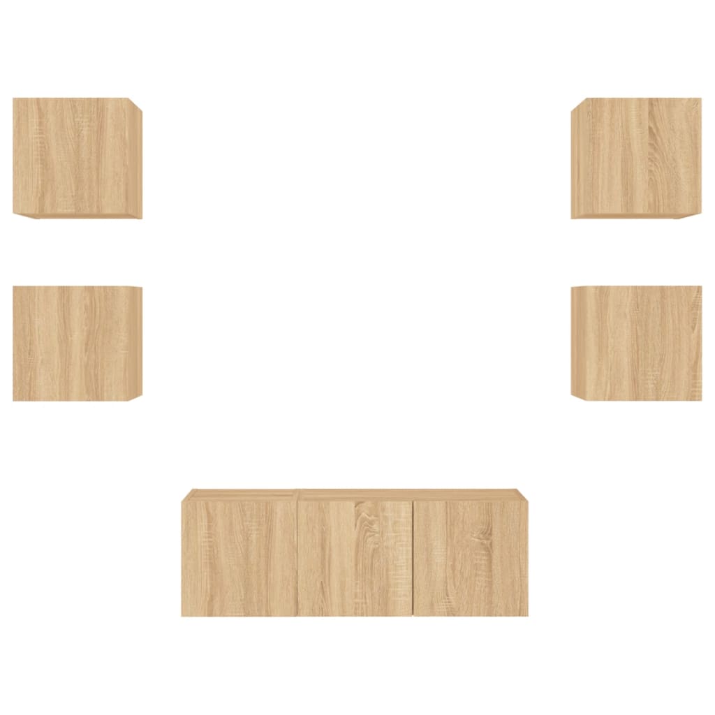 Mobili Tv A Muro Con Led 6Pz Legno Multistrato