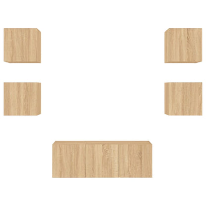 Mobili Tv A Muro Con Led 6Pz Legno Multistrato
