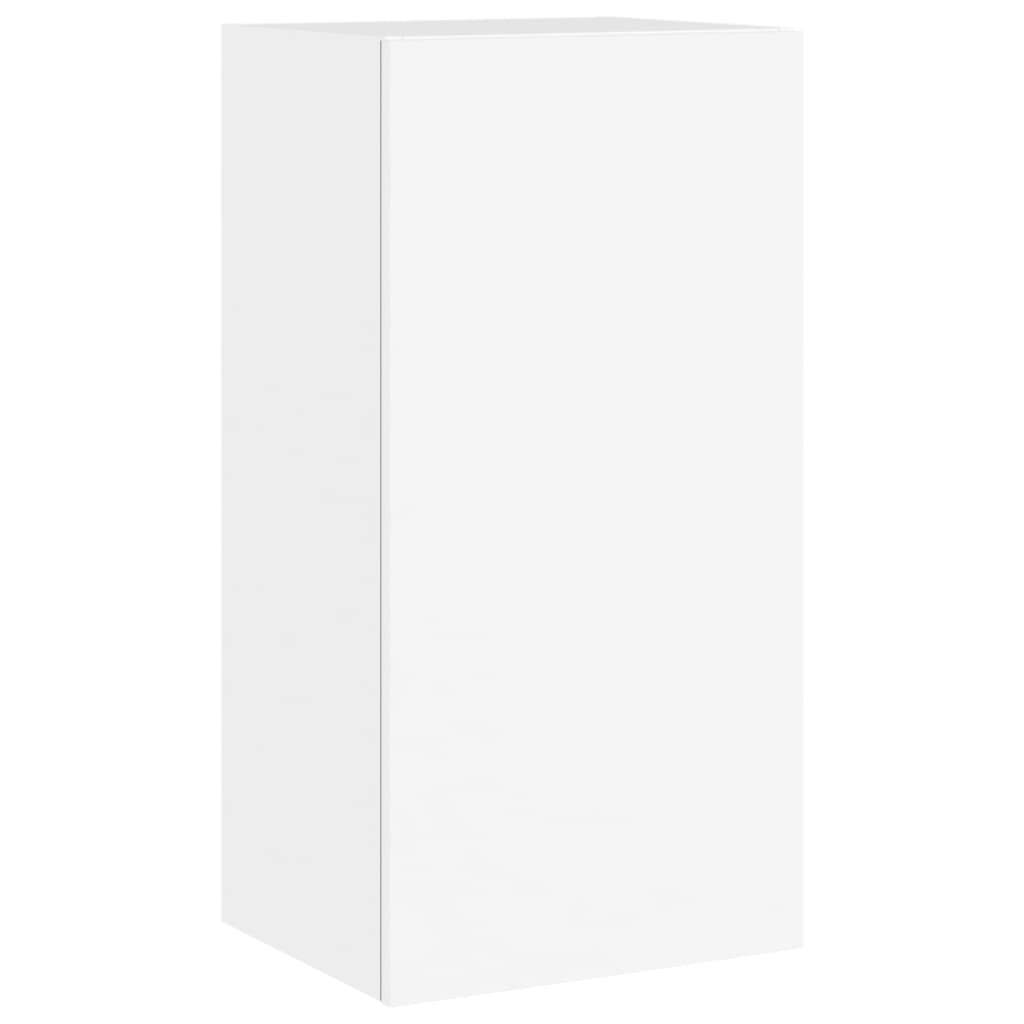 Mobili Tv A Muro Con Led 4Pz Bianchi In Legno Multistrato