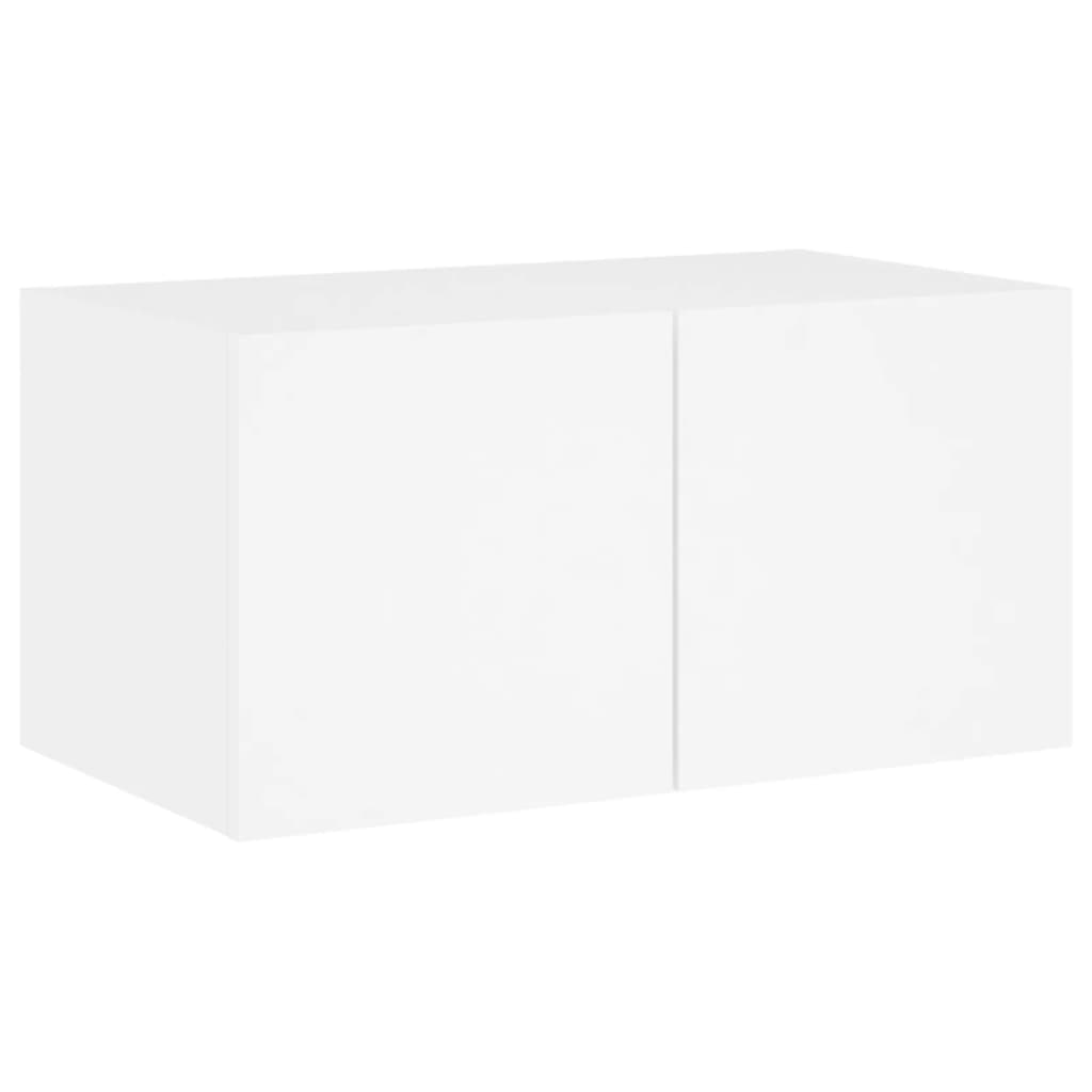 Mobili Tv A Muro Con Led 4Pz Bianchi In Legno Multistrato