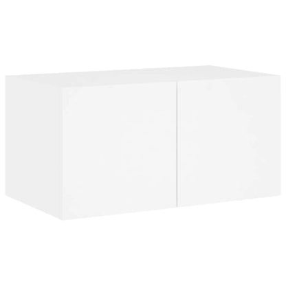 Mobili Tv A Muro Con Led 4Pz Bianchi In Legno Multistrato