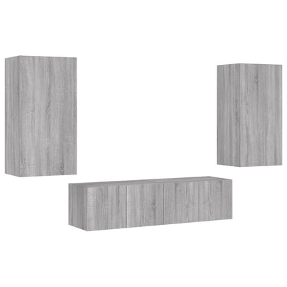 Mobili Tv A Muro Con Led 4Pz In Legno Multistrato