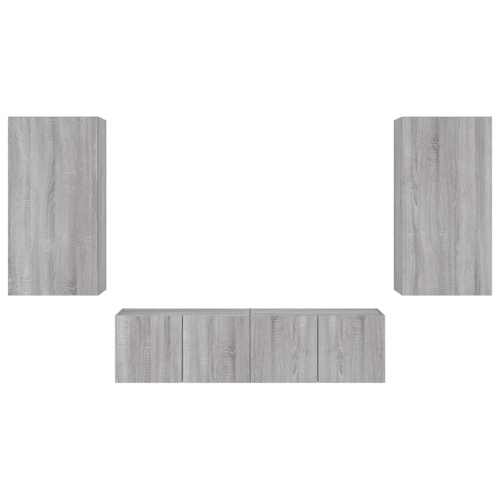 Mobili Tv A Muro Con Led 4Pz In Legno Multistrato