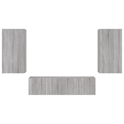 Mobili Tv A Muro Con Led 4Pz In Legno Multistrato