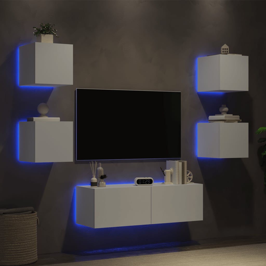 Mobili Tv A Muro 5Pz Con Luci Led