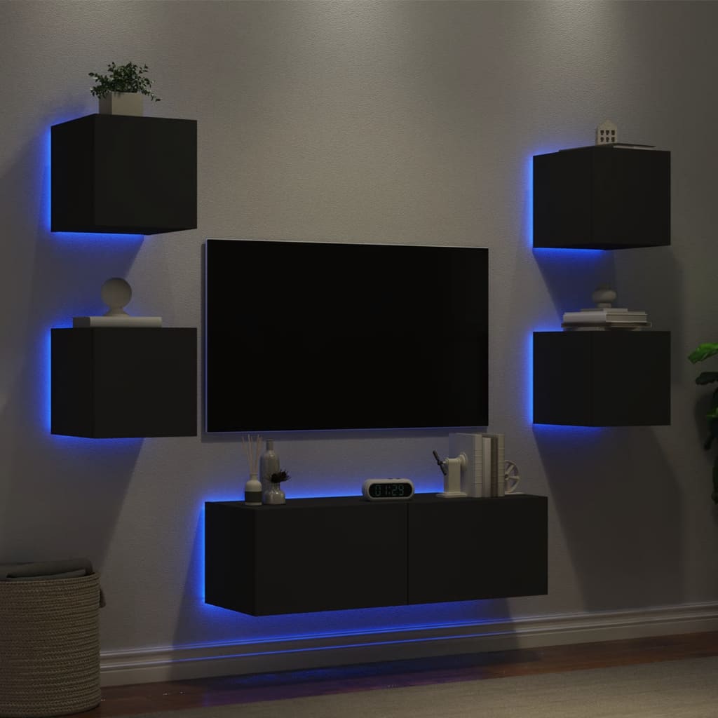 Mobili Tv A Muro 5Pz Con Luci Led