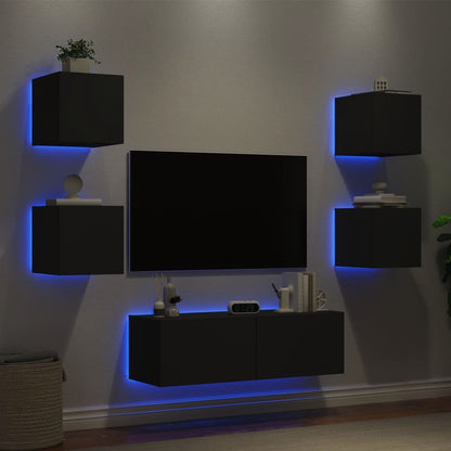 Mobili Tv A Muro 5Pz Con Luci Led