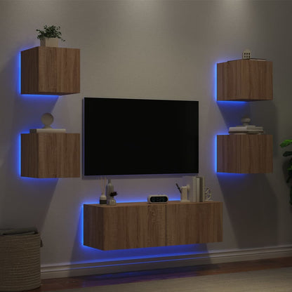 Mobili Tv A Muro 5Pz Con Luci Led