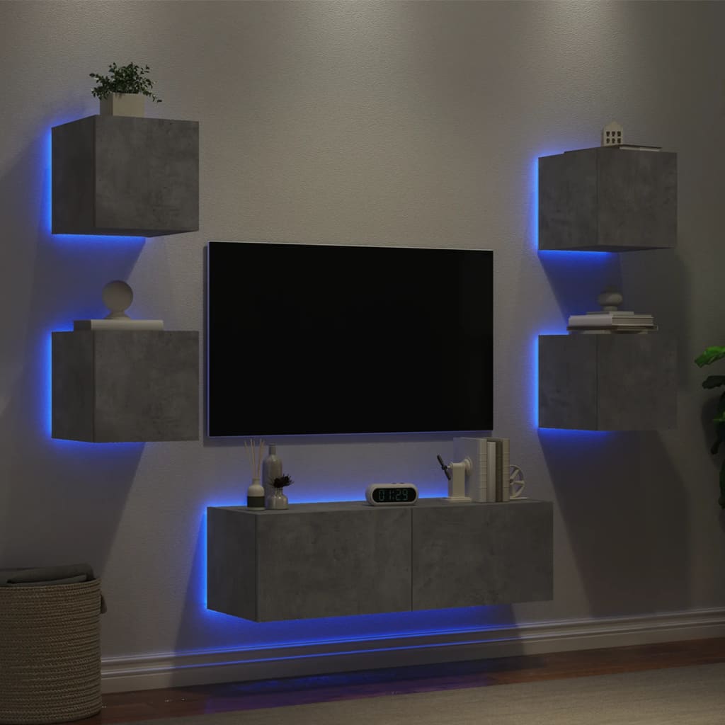 Mobili Tv A Muro 5Pz Con Luci Led