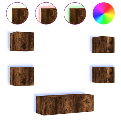 Mobili Tv A Muro 5Pz Con Luci Led