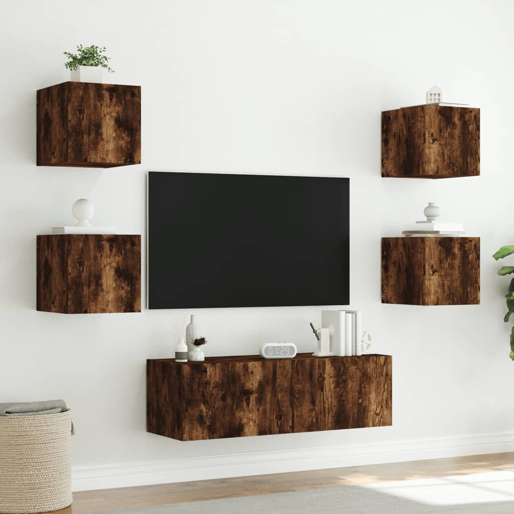 Mobili Tv A Muro 5Pz Con Luci Led