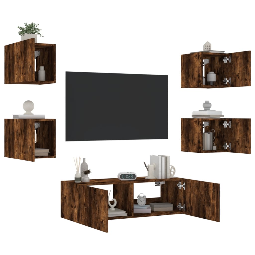 Mobili Tv A Muro 5Pz Con Luci Led