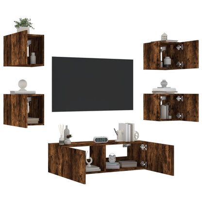 Mobili Tv A Muro 5Pz Con Luci Led