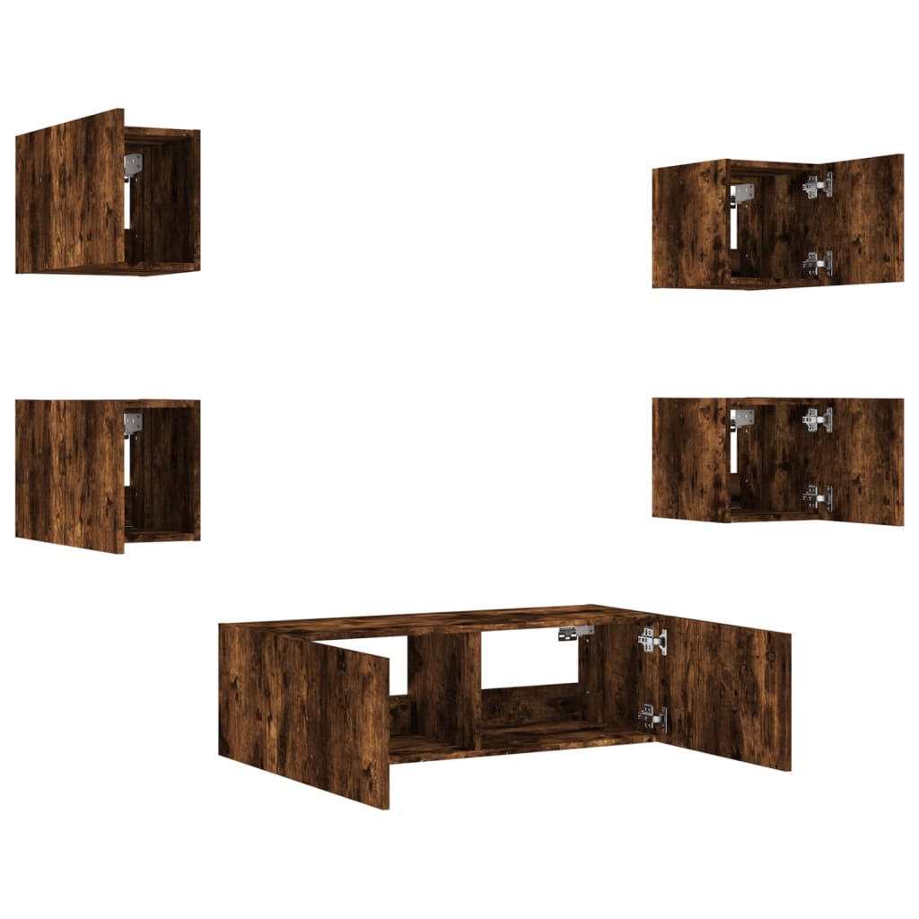 Mobili Tv A Muro 5Pz Con Luci Led
