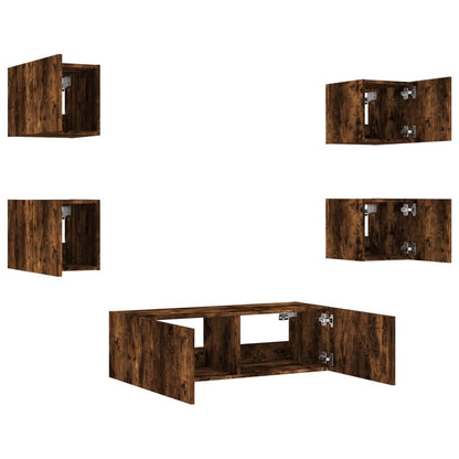 Mobili Tv A Muro 5Pz Con Luci Led