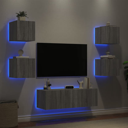 Mobili Tv A Muro 5Pz Con Luci Led