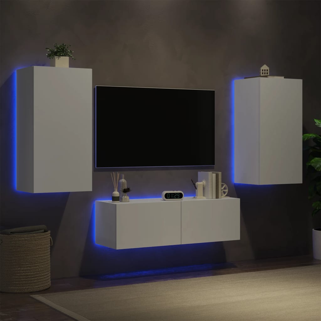 Mobili Tv A Muro 3Pz Con Luci Led