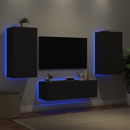 Mobili Tv A Muro 3Pz Con Luci Led