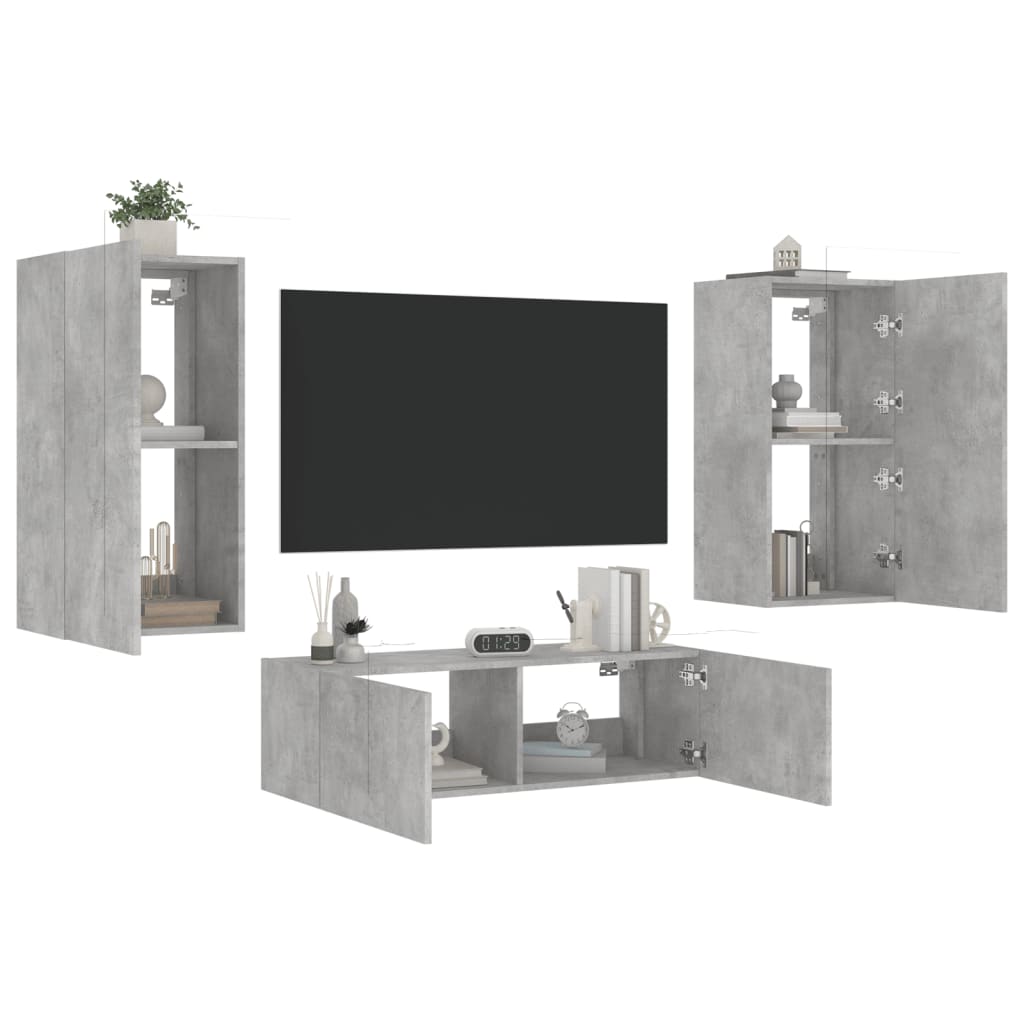 Mobili Tv A Muro 3Pz Con Luci Led