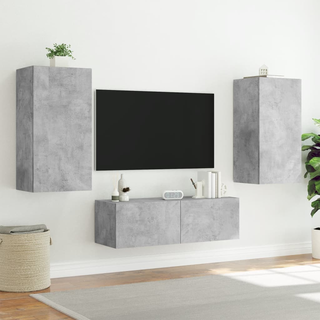 Mobili Tv A Muro 3Pz Con Luci Led