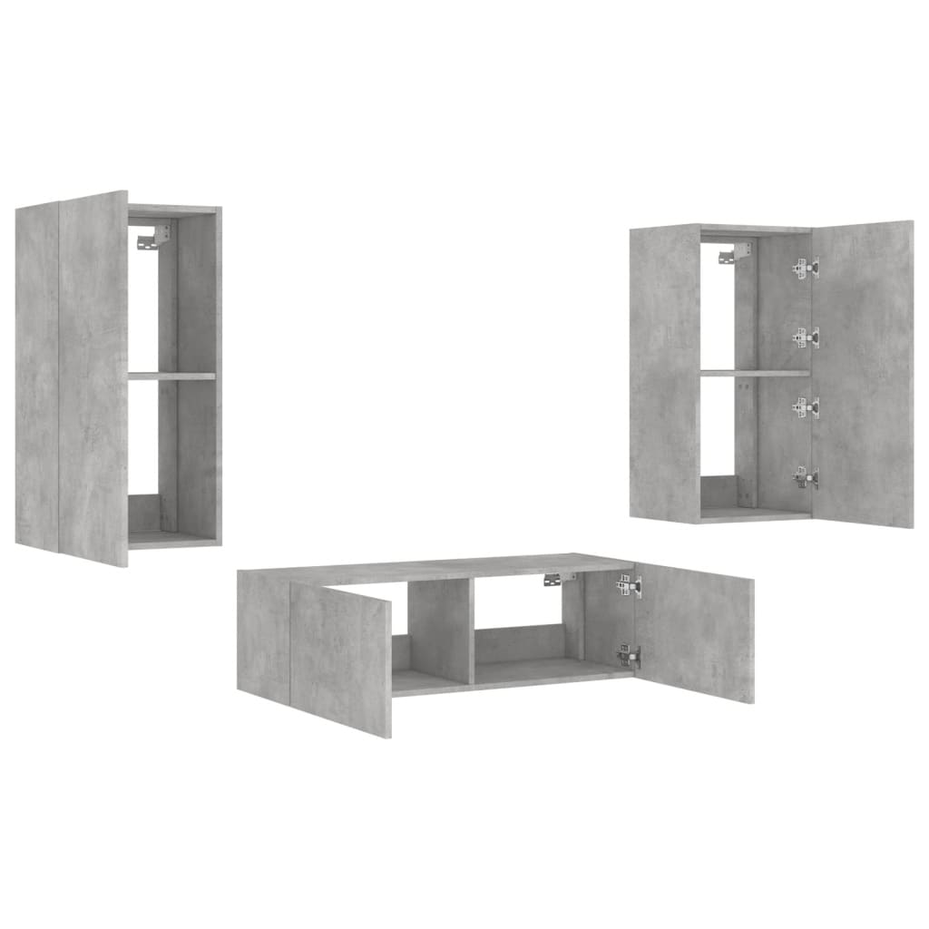 Mobili Tv A Muro 3Pz Con Luci Led
