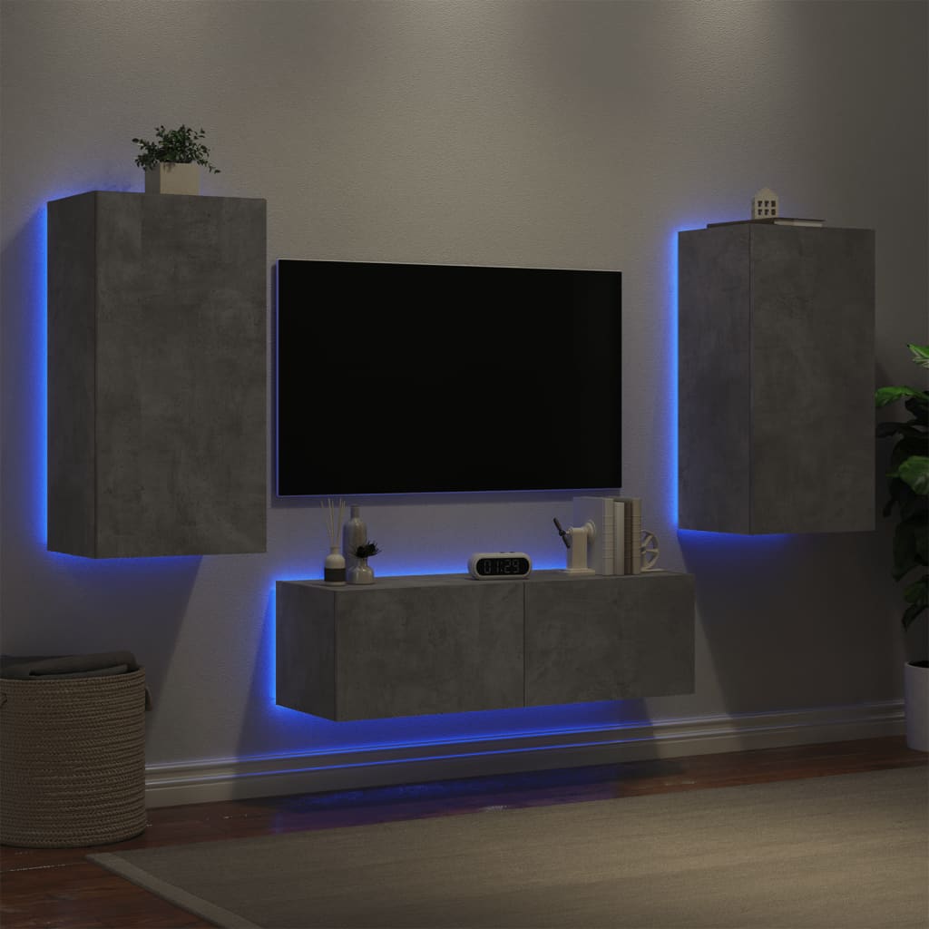 Mobili Tv A Muro 3Pz Con Luci Led
