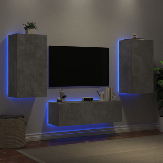Mobili Tv A Muro 3Pz Con Luci Led