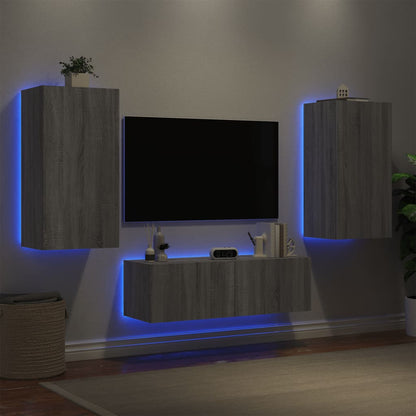 Mobili Tv A Muro 3Pz Con Luci Led