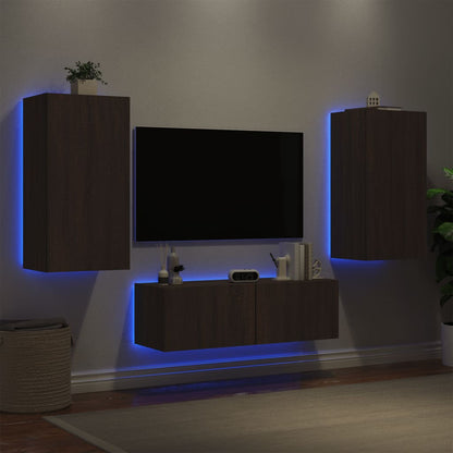 Mobili Tv A Muro 3Pz Con Luci Led