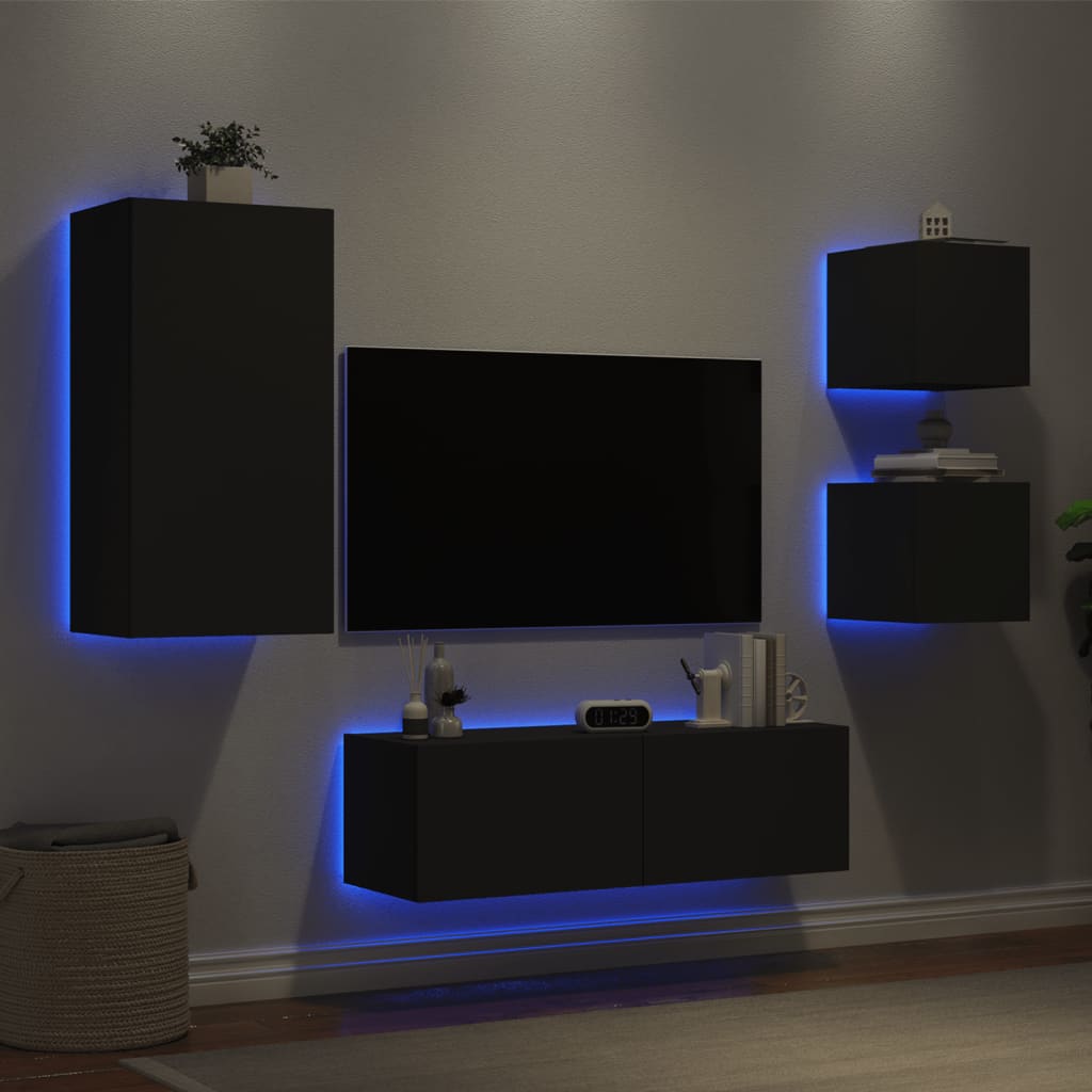 Mobili Tv A Muro 4Pz Con Luci Led