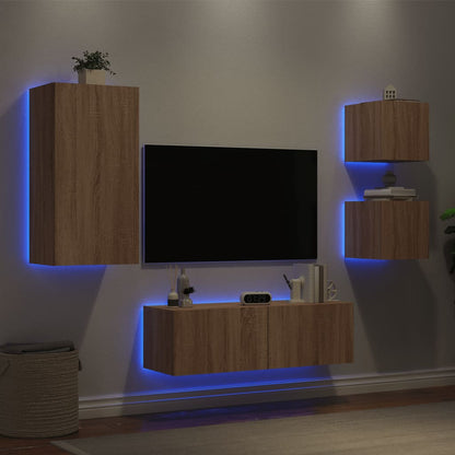 Mobili Tv A Muro 4Pz Con Luci Led