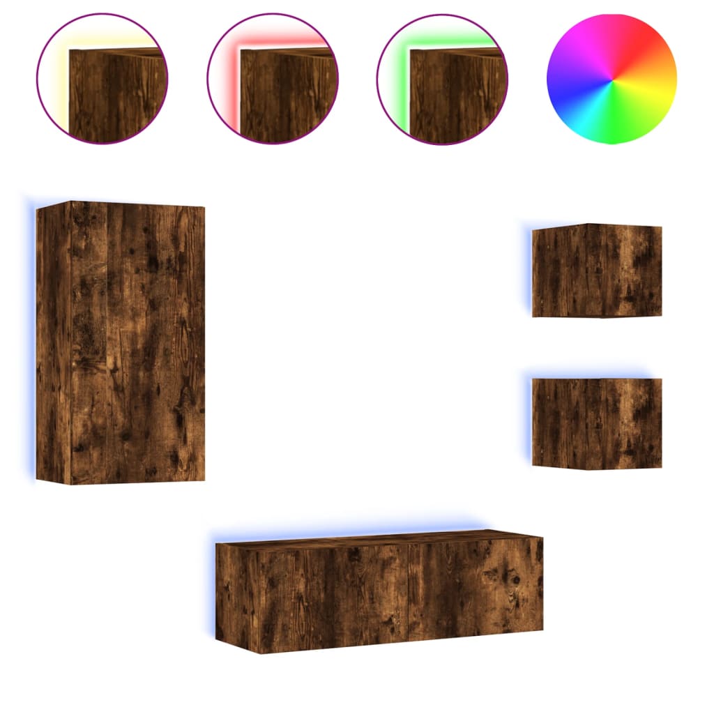 Mobili Tv A Muro 4Pz Con Luci Led