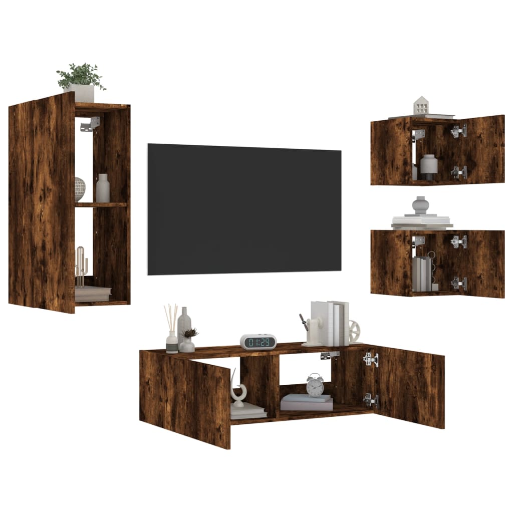 Mobili Tv A Muro 4Pz Con Luci Led