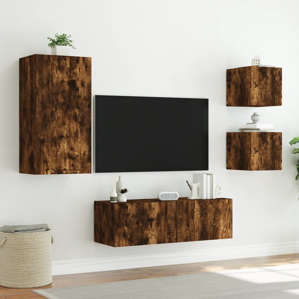 Mobili Tv A Muro 4Pz Con Luci Led