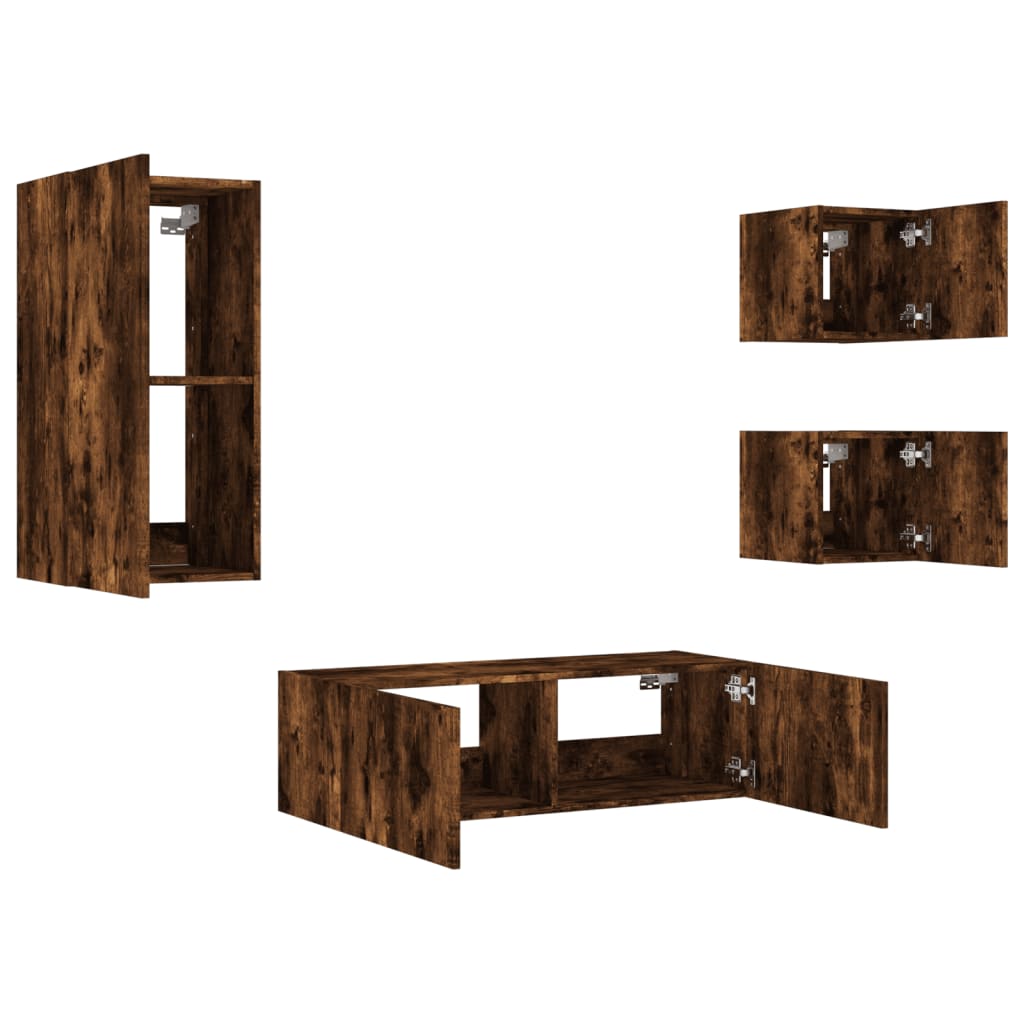 Mobili Tv A Muro 4Pz Con Luci Led