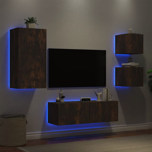 Mobili Tv A Muro 4Pz Con Luci Led