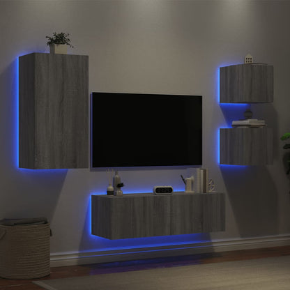 Mobili Tv A Muro 4Pz Con Luci Led