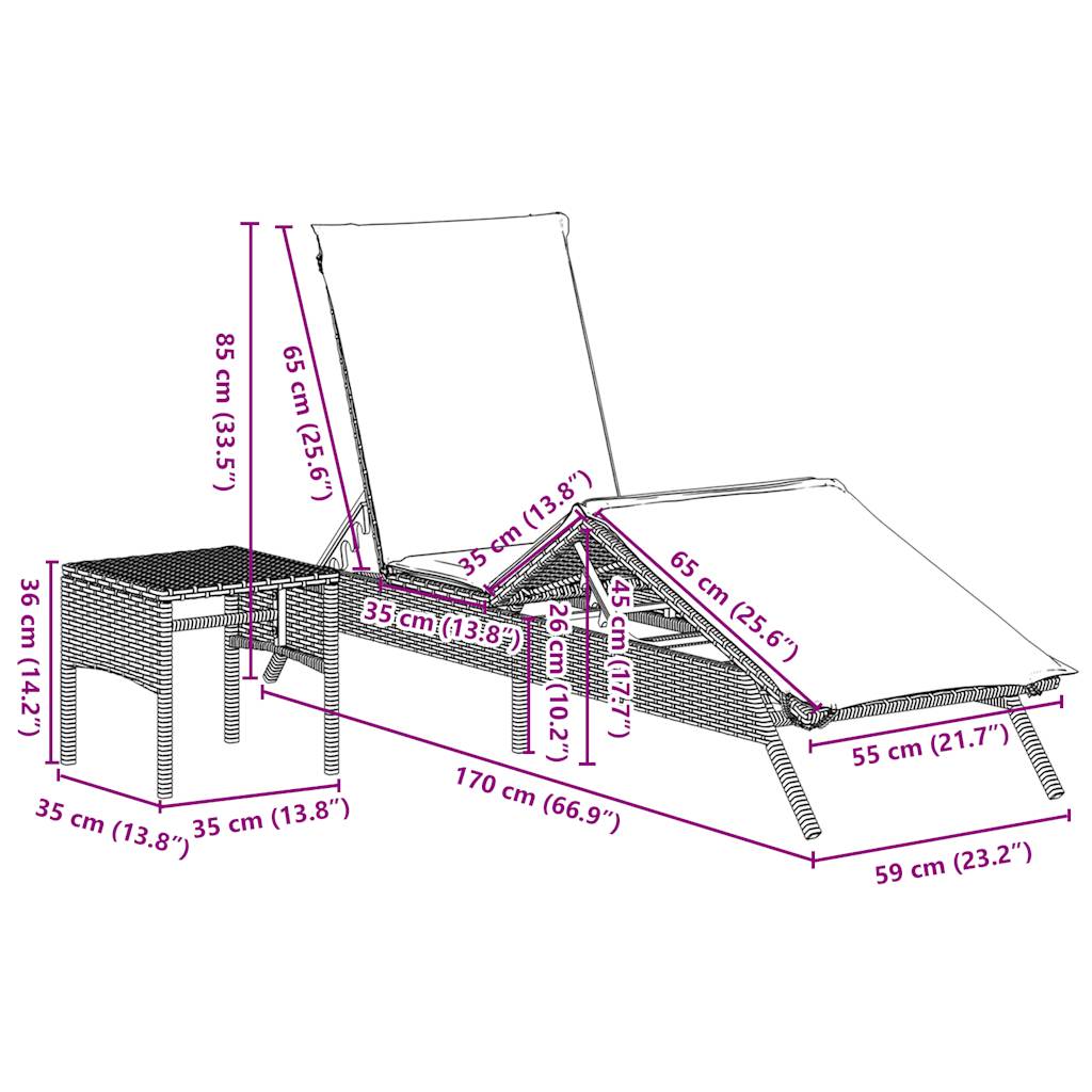 Lettini Prendisole 2 Pz Con Tavolino In Polyrattan