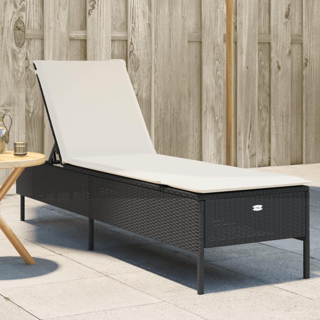 Lettino Prendisole Con Cuscini Beige In Polyrattan