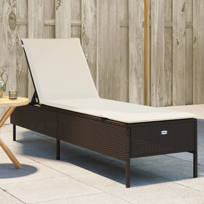 Lettino Prendisole Con Cuscini Beige In Polyrattan