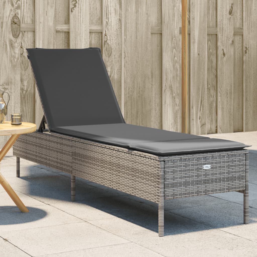 Lettino Prendisole Con Cuscini Beige In Polyrattan