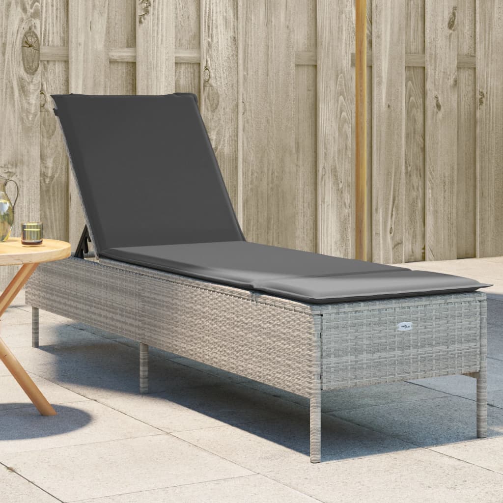 Lettino Prendisole Con Cuscini Beige In Polyrattan