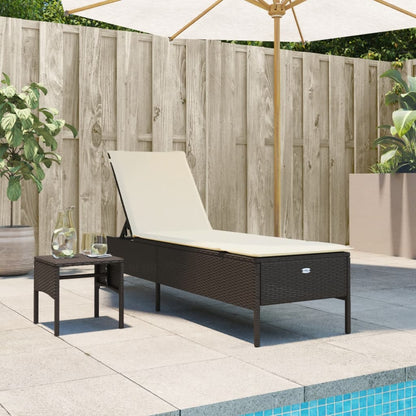 Lettino Prendisole Con Cuscini Beige In Polyrattan