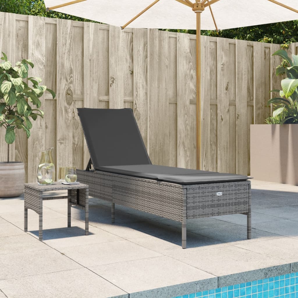 Lettino Prendisole Con Cuscini Beige In Polyrattan