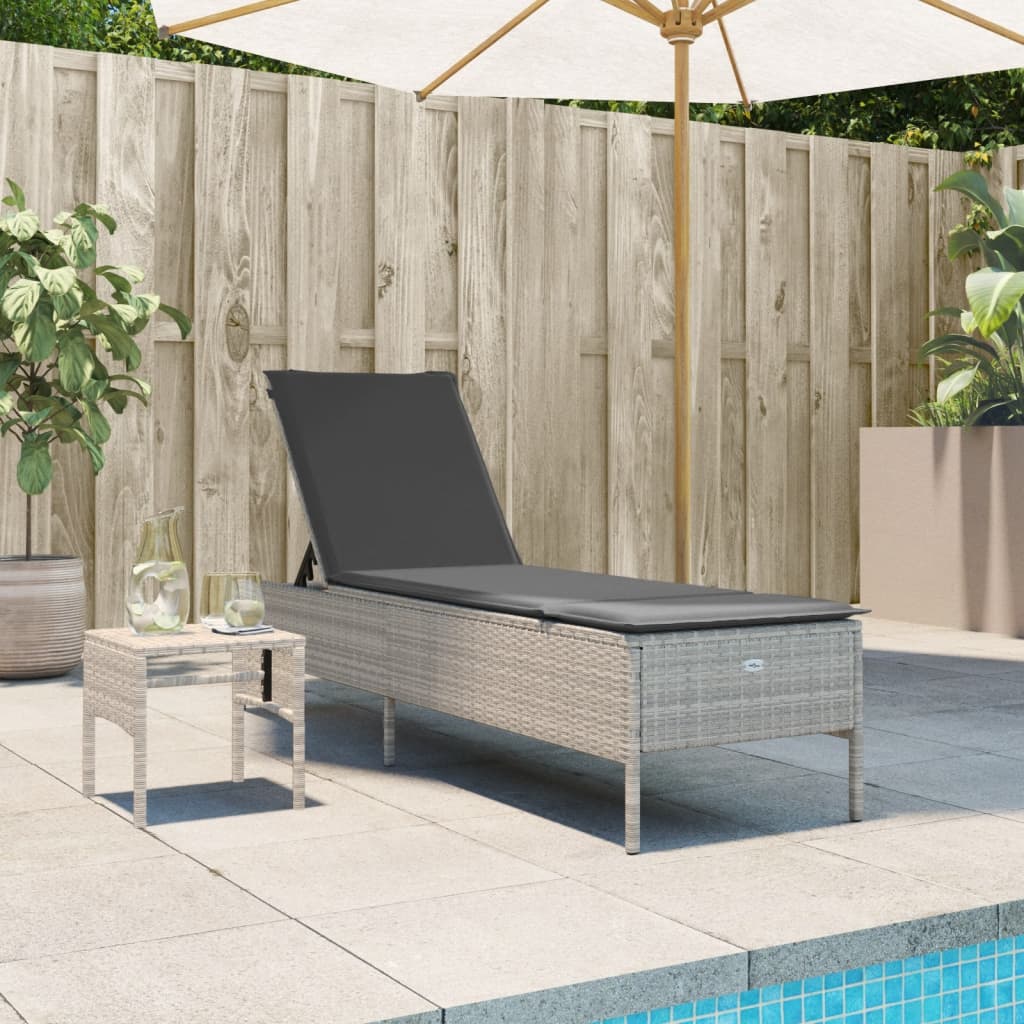 Lettino Prendisole Con Cuscini Beige In Polyrattan