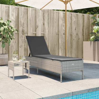 Lettino Prendisole Con Cuscini Beige In Polyrattan